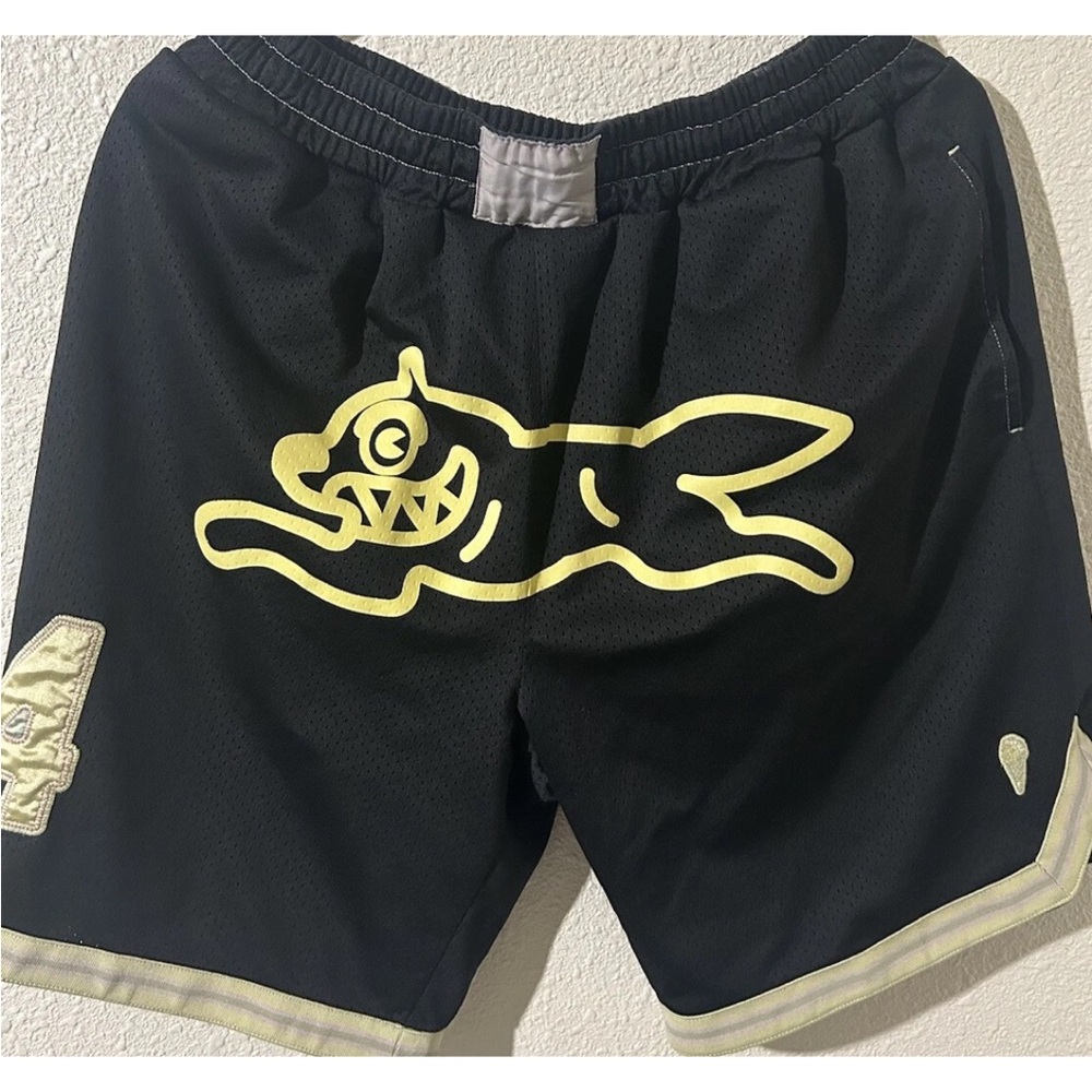 Icecream Black Shorts large running dog BBC rare yellow pink trim